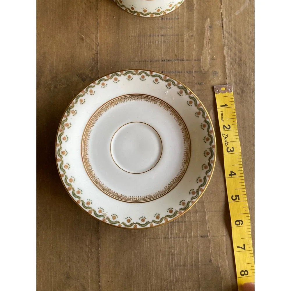 Elite Works Limoges France Teacup and Saucer Set Gold Floral Filigree Porcelain